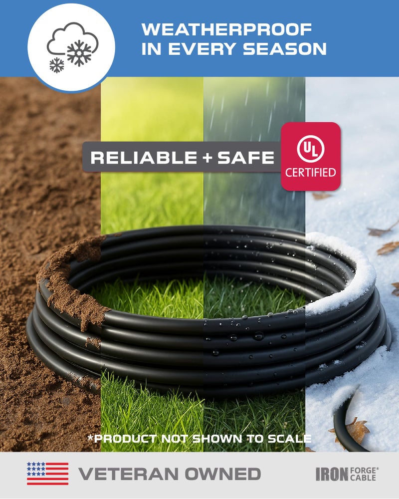 Iron Forge Cable 10 Ft Black Extension Cord, 16/3, 10 Foot Extension Cord, 3 Prong, Weatherproof - Great for Outside Use - Image 2